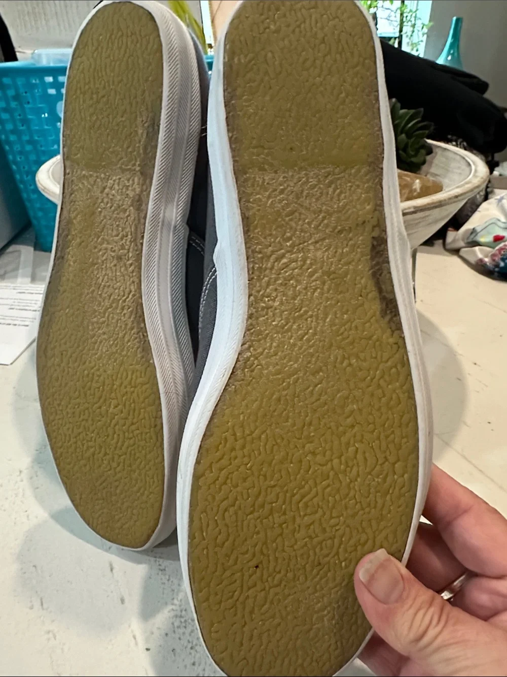 Keds Gray Canvas Sneakers with Cream Laces